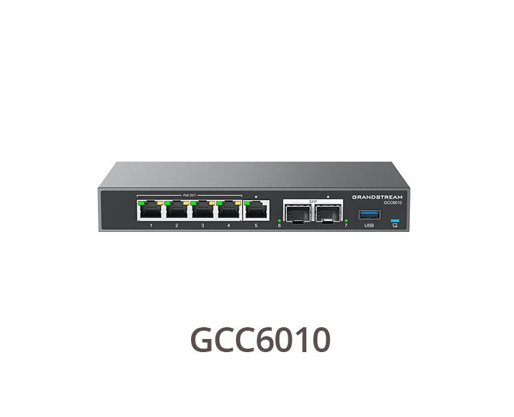 Grandstream GCC6000 Built-in IPPBX (10 Users, 4 Concurrent Calls)Â +Â enterprise-grade firewall + VPN Router + 2 x 2.5 Gb, 5 x GigE Network Switch