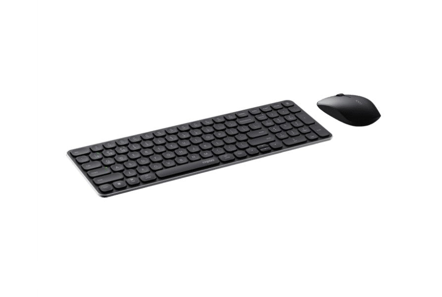 RAPOO 9320M Bluetooth 4.0, 5.0 + 2.4G Wireless Multi-mode Keyboard Mouse Combo, Aluminum Base, 2400 DPI, 10M Range, Compact Black Retail Pack