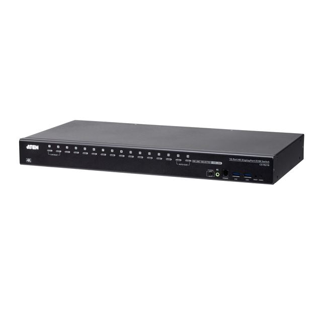 Aten CS19216, 16- Port USB3.0 4K DisplayPort KVM Switch, Superior video quality, Cascadable to two levels-control up to 256 computers, Video DynaSyncâ„¢
