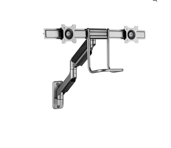 Brateck Fabulous Wall Mounted Gas Spring Dual Monitor Arm 17'-32',Weight Capacity (per screen) 9kg (Black) (LS)