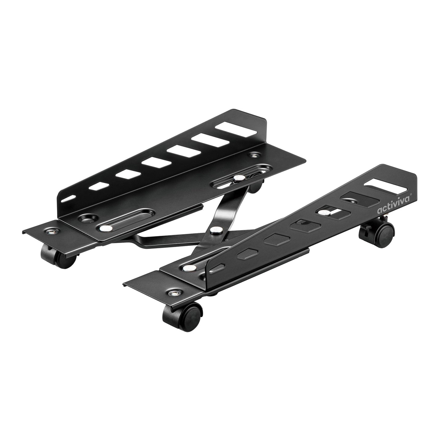 mbeat® activiva Heavy-Duty PC Mobile Floor Stand with Casters Black Adjustable Width and Length 16cm to 30cm Support Device Weight 25kg