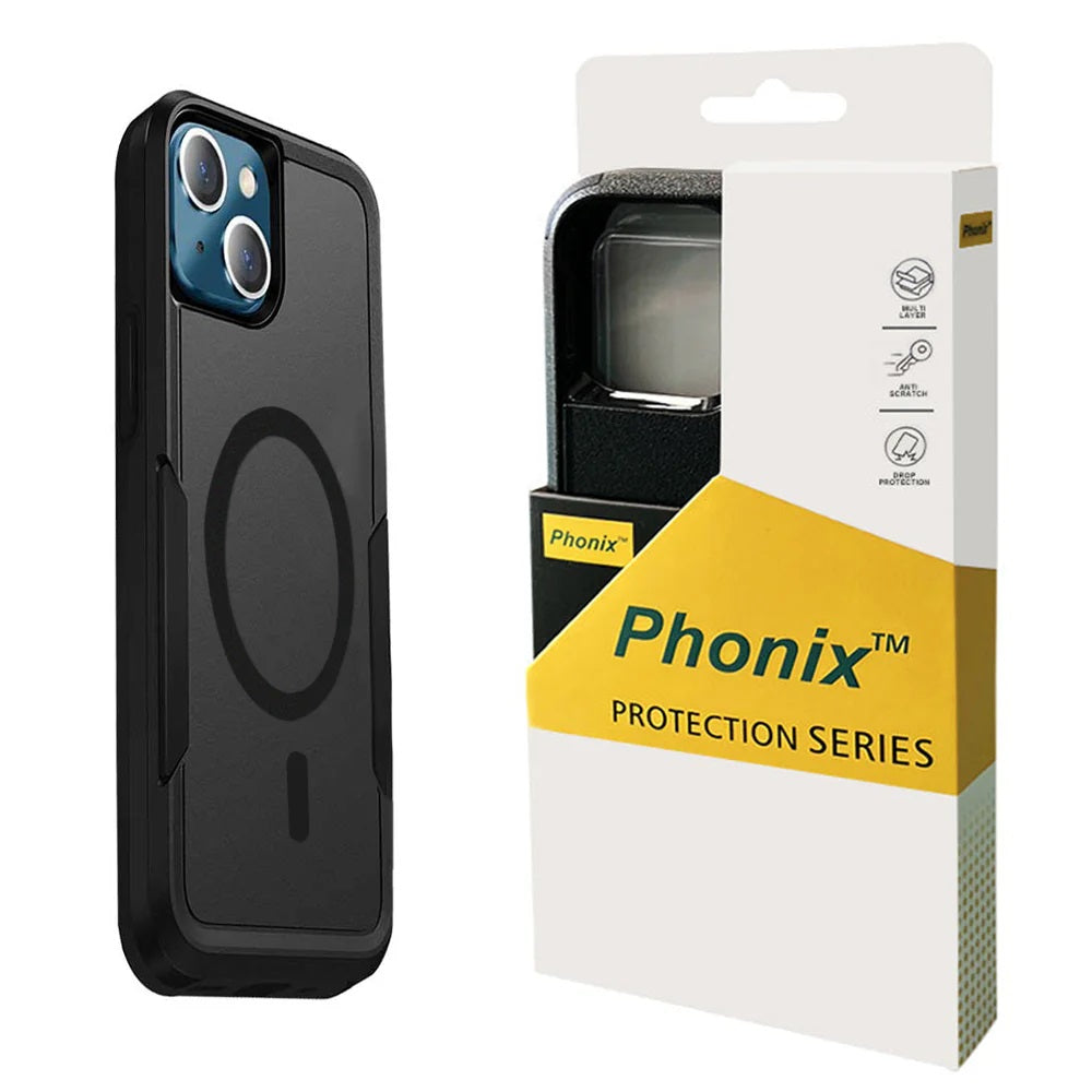 Phonix Apple iPhone 16 Plus (6.7') Armor Rugged Case With MagSafe Black - Military-Grade, Multi layers, No-Slip, Sleek, Ultimate Protection