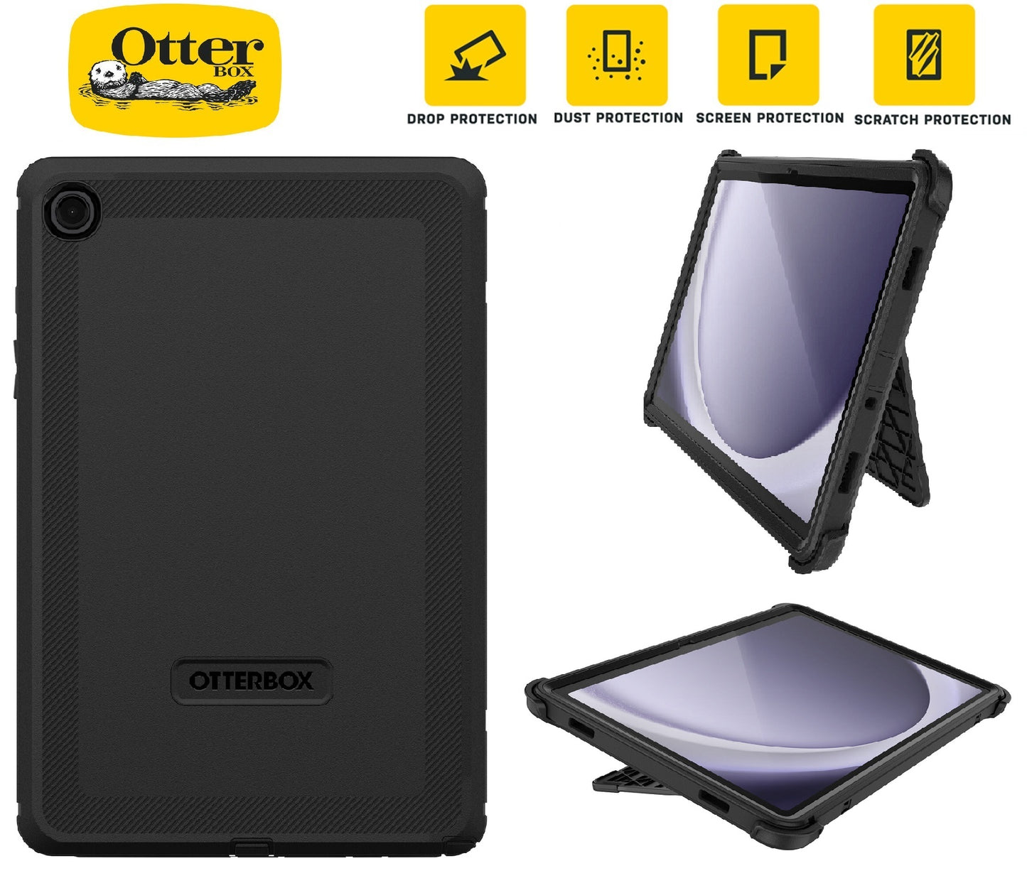 OtterBox Defender Samsung Galaxy Tab A9+ (11') Case Black - No Retail Packaging - (77-95007), DROP+ 2X Military Standard, 7 Years Warranty