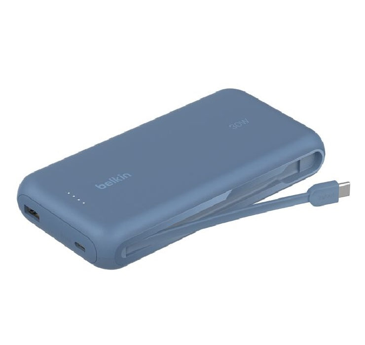 Belkin BoostCharge Power Bank 20K With Integrated Cable - Blue (BPB024FQBL),
