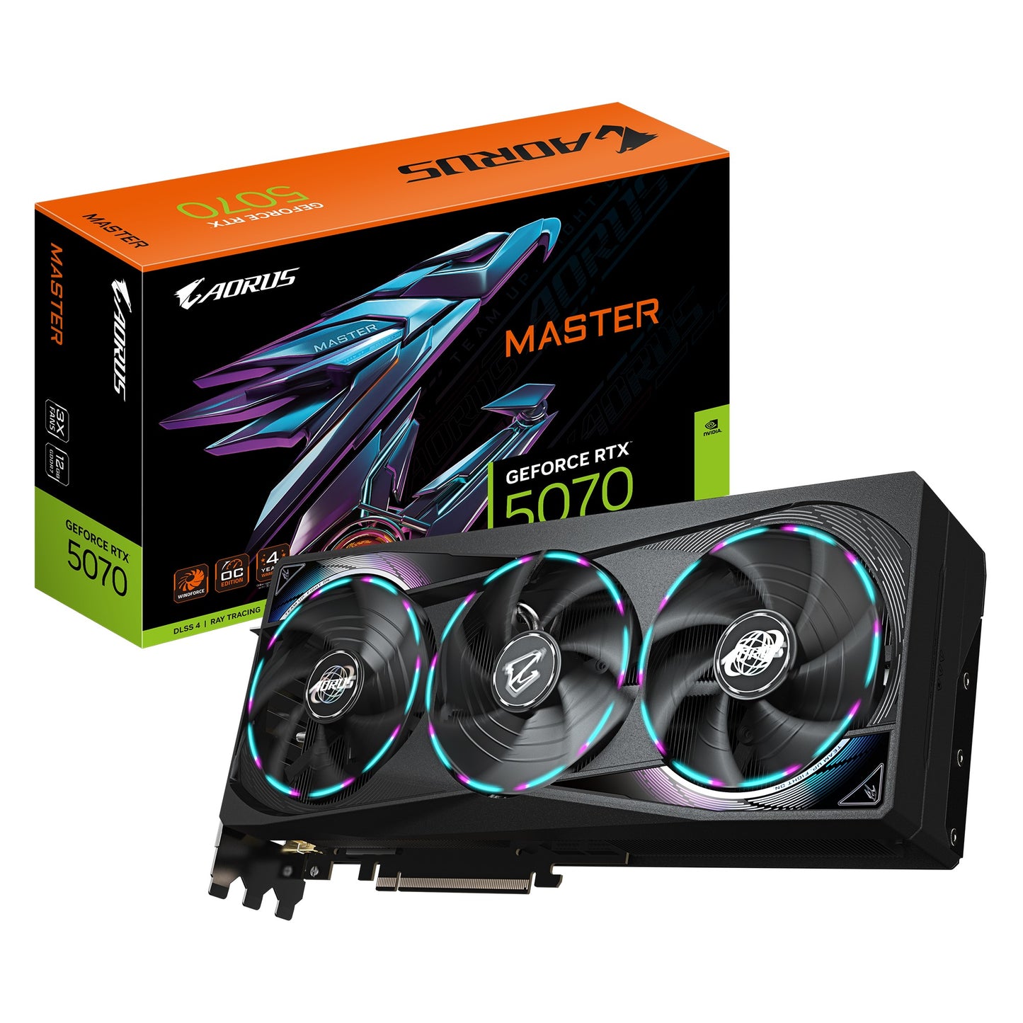 Gigabyte GV-N5070AORUS M-12GD, GeForce RTXâ„¢ 5070, CUDA 6144, 12 GB, GDDR7, PCI-E 5.0, ATX, 750W, HDMI 2.1b *1