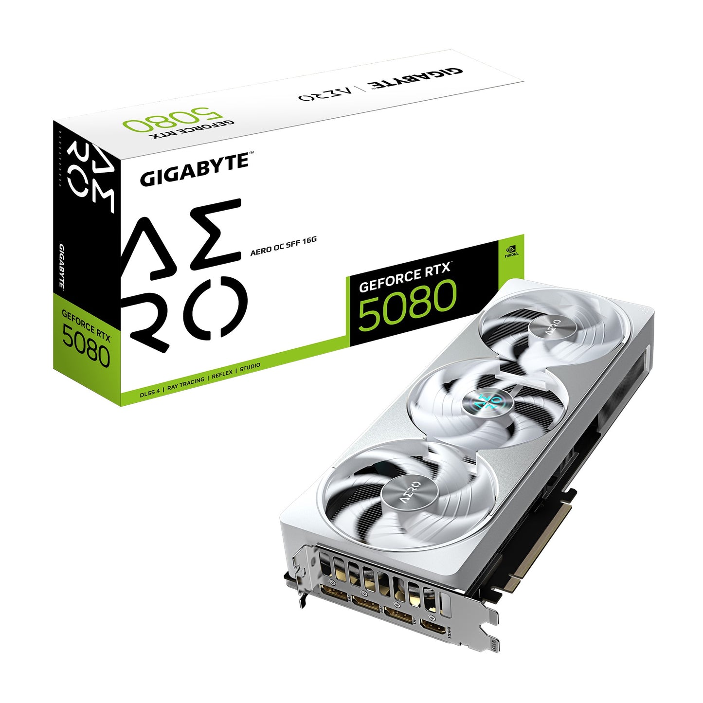 Gigabyte GV-N5080AERO OC-16GD. GeForce RTXâ„¢ 5080, CUDA 10752, 16 GB. GDDR7, PCI-E 5.0, 850W, HDMI 2.1b x1