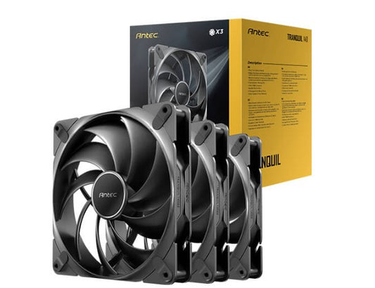 Antec Tranquil140, PWM, 2000RPM, 59.23CFM, 2.46mmHâ‚‚O, 4 Pin PWM Connector, 140mm x 25mm Performance  case Fan, Tranquil Series 3 Pack(LS)