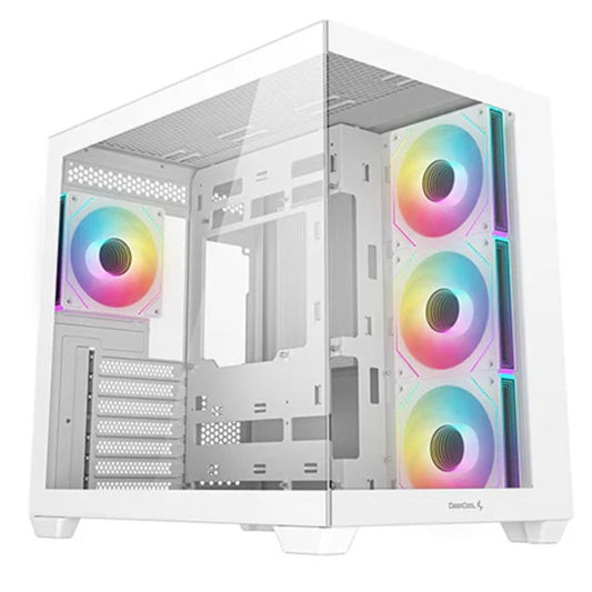 DeepCool CG530 4F WH ATX Case, Tempered Glass, 4 Pre-Instaled Fans, USB3.0Ã—2ã€Gen2 Type-C x1ã€Audio/MicÃ—1, Cable,  Supports Rear Connect