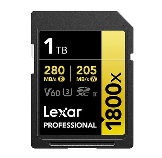 Lexar Professional 1800x 1TB SDXCâ„¢ UHS-II Card GOLD Series 1TBâ€”C10,  UHS-II(U3), V60, 1800x, up to 280MB/s read, 205MB/s write
