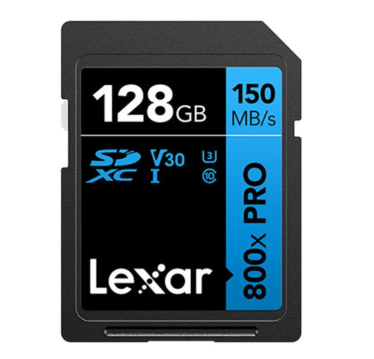 Lexar High-Performance 800x PRO 128GB SDHCâ„¢/SDXCâ„¢ UHS-I Card BLUE Series  up to 150MB/s1 shoot high-quality images and stunning 1080p Full-HD and 4K U