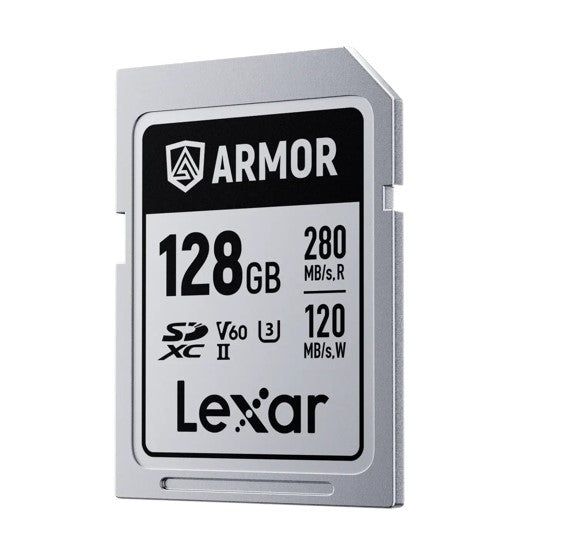 Lexar Professional ARMOR SILVER PRO 128GB SDXCâ„¢ UHS-II Card up to 280MB/s read, up to 120MB/s write, Stainless steel, Rated IP68, 5-meter drop proof