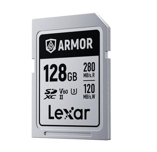 Lexar Professional ARMOR SILVER PRO 128GB SDXCâ„¢ UHS-II Card up to 280MB/s read, up to 120MB/s write, Stainless steel, Rated IP68, 5-meter drop proof