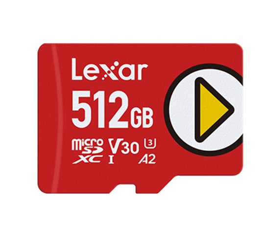 Lexar PLAY microSDXCâ„¢ UHS-I card 512GB Class 10, U3, V30, A2, up to 205MB/s read, up to 140MB/s write 512GB â€“ Class 10, U3, V30, A2, up to 205MB/s rea
