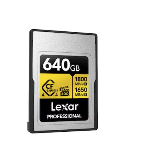 Lexar Professional GOLD CFexpressâ„¢ 4.0 Type A Card 640GB -- Cfexpress 4.0 Type A Professional Gold Series, up to 1800MB/s read, 1650MB/s write
