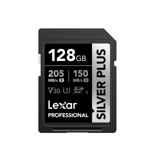Lexar Professional SILVER PLUS 128GB SDXCâ„¢ UHS-I Card read/write speeds of up to 205MB/s and 150MB/s and supports seamless recording of FULL-HD and 4K