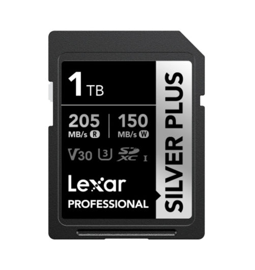 Lexar Professional SILVER PLUS 1TB SDXCâ„¢ UHS-I Card speeds of up to 205MB/s and 150MB/s and supports seamless recording of FULL-HD and 4K videos