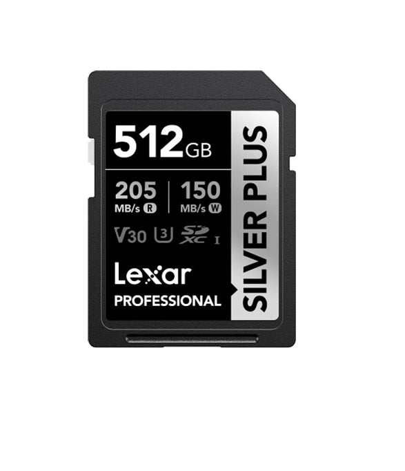 Lexar Professional SILVER PLUS 512GB SDXCâ„¢ UHS-I Card  speeds of up to 205MB/s and 150MB/s and supports seamless recording of FULL-HD and 4K videos