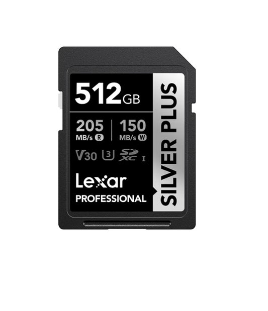 Lexar Professional SILVER PLUS 512GB SDXCâ„¢ UHS-I Card  speeds of up to 205MB/s and 150MB/s and supports seamless recording of FULL-HD and 4K videos
