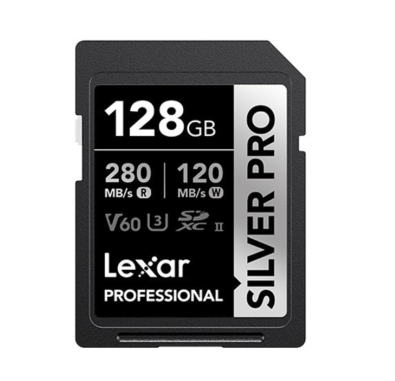 Lexar Professional SILVER PRO 128GB SDXCâ„¢ UHS-II Card 128GBâ€”C10,  UHS-II(U3), V60,  Silver Pro, up to 280MB/s read, 120MB/s write