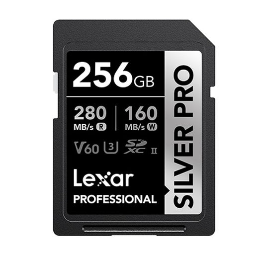 Lexar Professional SILVER PRO 256GB SDXCâ„¢ UHS-II Card 256GBâ€”C10,  UHS-II(U3), V60, Silver Pro,  up to 280MB/s read, 160MB/s write