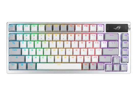 ASUS ROG AZOTH/PBT/WHT  (Snow Switch) Gaming Keyboard, OLED Display, NX Snow Switch, 75 Keys, Tri-mode Connection, White, Quiet