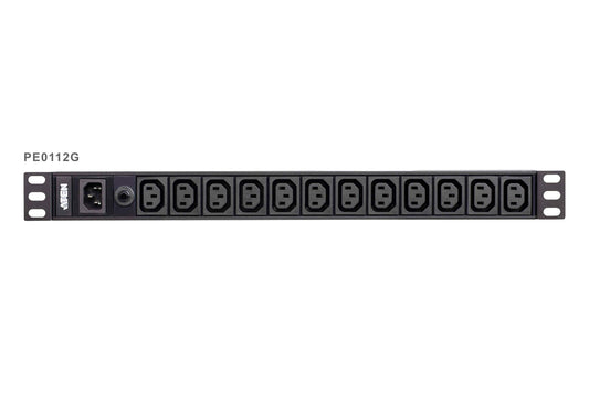 Aten 12-Port 10A Power Distribution Unit - Basic PDU, 1U Rackmount Design 12x C13 AC Outputs, Overload protection (PE0112G)