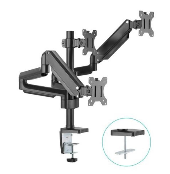 mbeatÂ® activiva ErgoLife Triple Monitor Screen Gas Spring Monitor Arm Support Monitor Types: Flat screen and curved screen Screen Size: 17'-27'