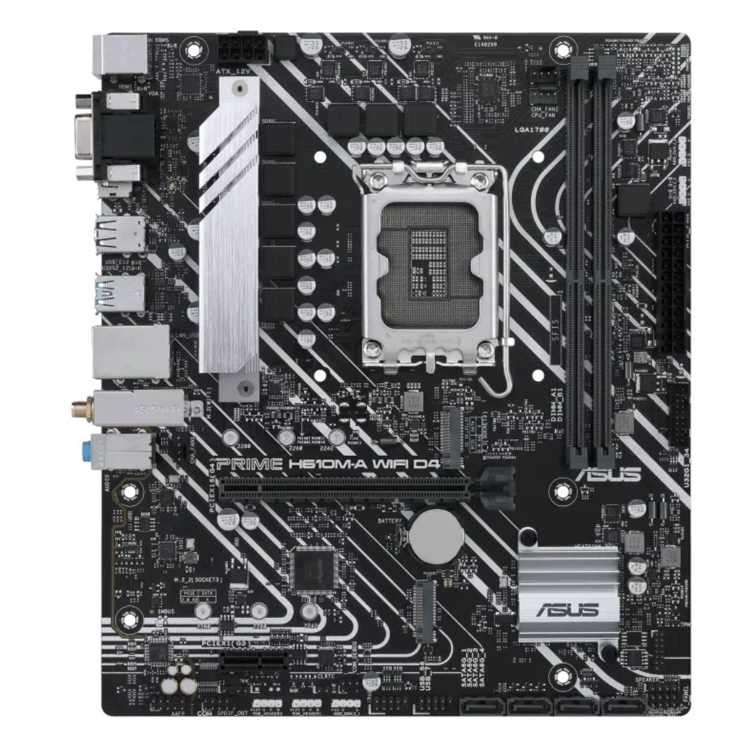 ASUS H610M PRIME H610M-A WIFI D4 Intel LGA 1700  mATX Motherboard 2xDDR4 64GB PCIe4.0, Dual M.2 slots, IntelÂ® 1 Gb Ethernet, WIFI 5, DisplayPort, HDM
