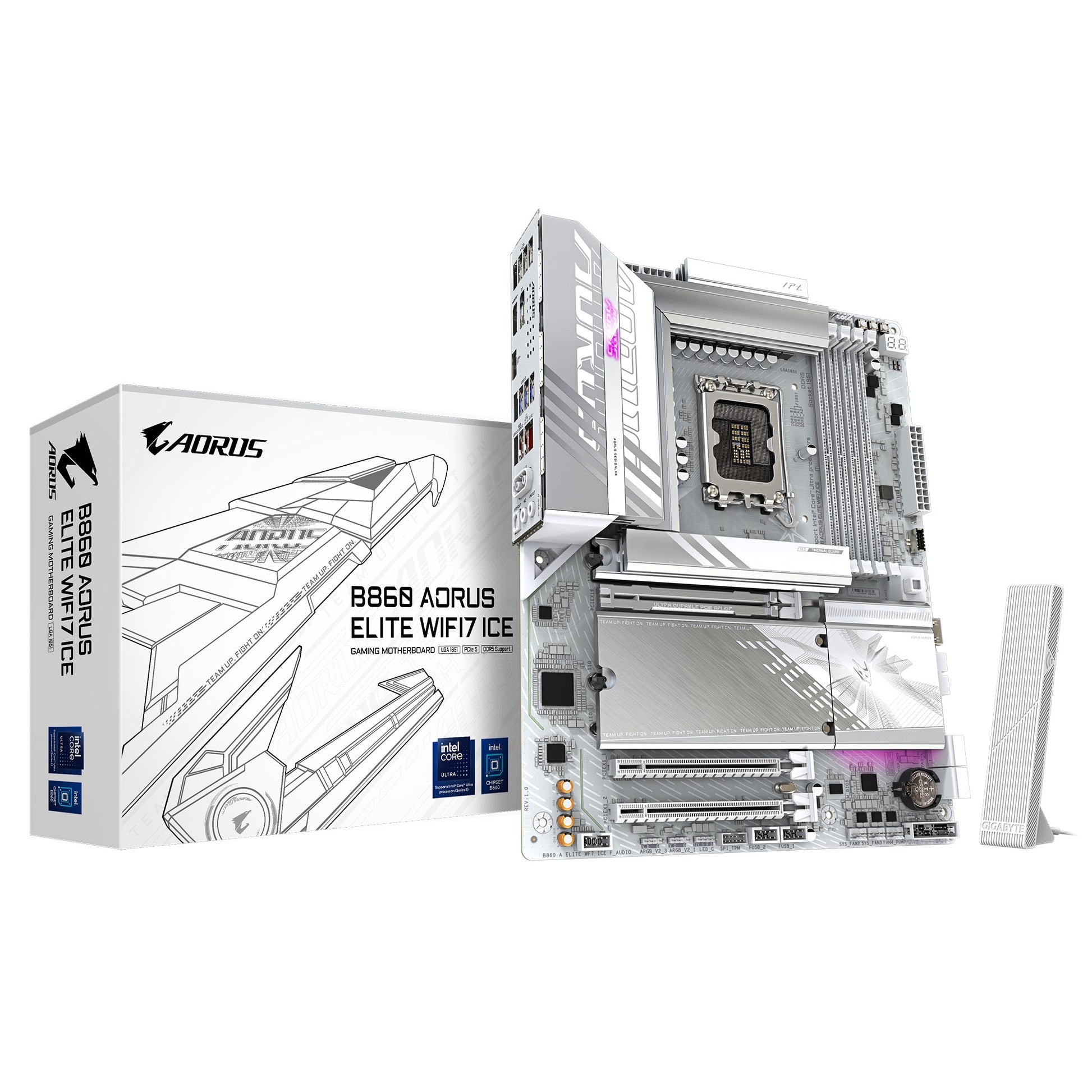 Gigabyte M/B B860 A ELITE WF7 ICE 1.0, Intel Â® B860, 4 x DDR5 up to 256 GB, 2x HDMI, 3 x PCI Express x16, 3 x M.2, 4 x SATA, 6 x USB 3.2