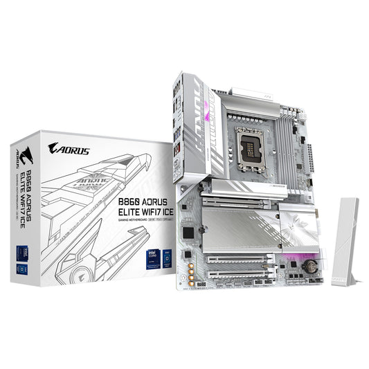 Gigabyte M/B B860 A ELITE WF7 ICE 1.0, Intel Â® B860, 4 x DDR5 up to 256 GB, 2x HDMI, 3 x PCI Express x16, 3 x M.2, 4 x SATA, 6 x USB 3.2