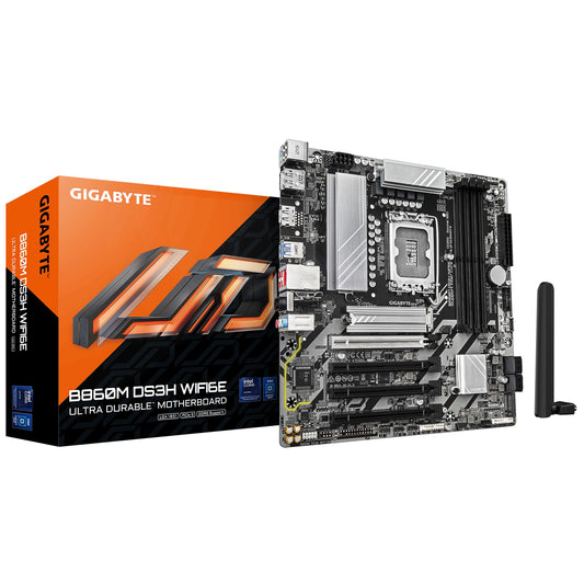 Gigabyte M/B B860M DS3H WIFI6E 1.0, Intel Â® B860, 4 x DDR5 up to 256 GB, 1x HDMI, 4 x PCI Express x16, 2 x M.2, 4 x SATA, 5x USB 3.2