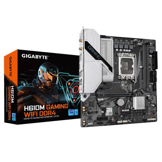 Gigabyte H610M GAMING WF DDR4, IntelÂ® H610, 2 x DDR4 up to 64 GB, 1 x HDMI , 1 x PCI Express x16, 1 x PCI Express x1, 2 x M.2, 4 x SATA, 4 x USB 3.2