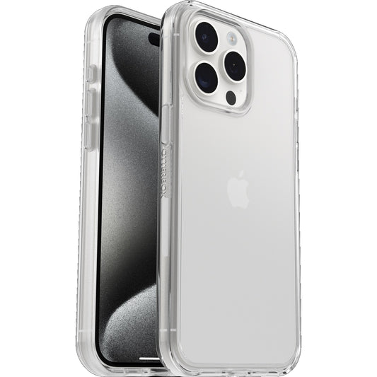 OtterBox Symmetry Clear Apple iPhone 15 Pro Max (6.7') Case Clear - (77-92658), DROP+ 3X Military Standard, Raised Edges, Ultra-Sleek,7 Years Warranty