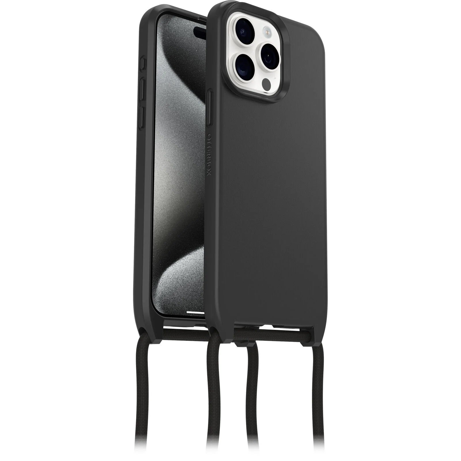 OtterBox React Necklace MagSafe Apple iPhone 15 Pro Max (6.7') Case Black - (77-93587),DROP+ Military Standard, Detachable Nylon Rope,7 Years Warranty