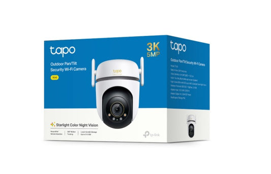 TP-Link TC43 Outdoor Pan/Tilt Security Wi-Fi Camera, 3K 5MP Live View, Starlight Colour Night Vision, 360Â° All-Round Protection