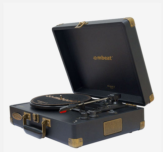 mbeatÂ®  Woodstock 2 Black Retro Turntable Player 3-in-1 Audio Featuring 3 speed settings Bluetooth Package Weight: 3.2kg