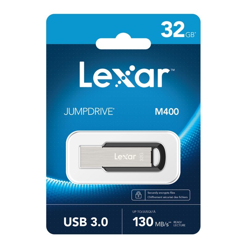 Lexar M400 32GB JumpDriveÂ® USB3.0 Flash Drive, up to 130MB/s read,the stylish metal and key ring design lets you easily transfer files anywhere