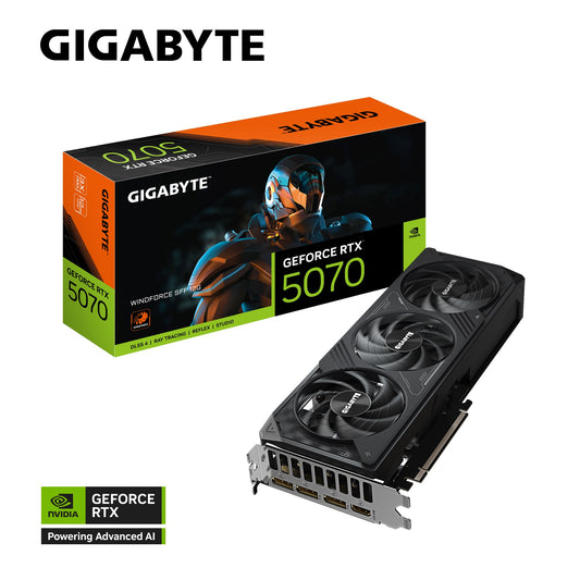 Gigabyte GV-N5070WF3-12GD, GeForce RTXâ„¢ 5070, 2512 MHz, CUDA 6144, 12 GB, GDDR7, PCI-E 5.0, ATX, 750W, HDMI 2.1b *1