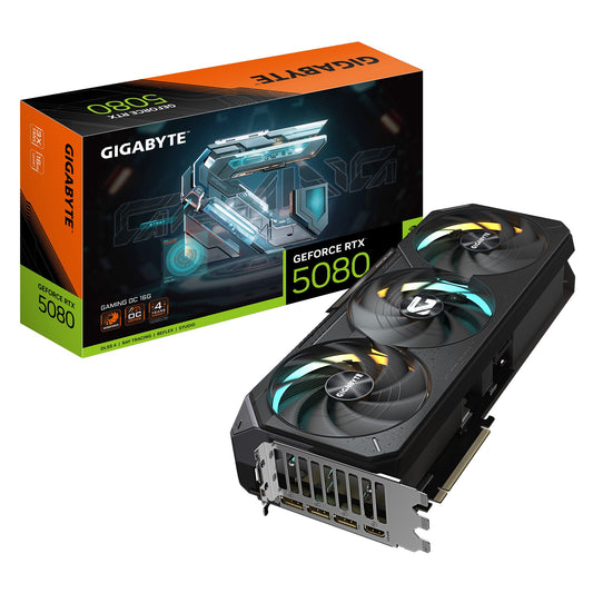Gigabyte GV-N5080GAMING OC-16GD. GeForce RTXâ„¢ 5080, CUDA 10752, 16 GB. GDDR7,  PCI-E 5.0, 850W, HDMI 2.1b x1